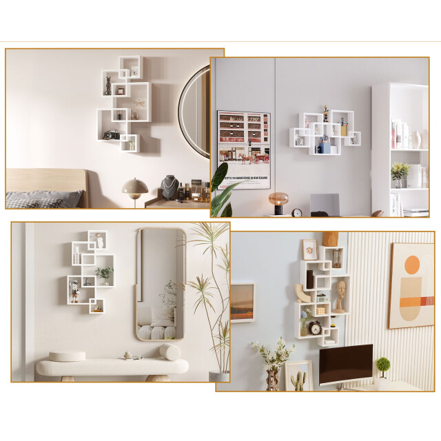 4goodz Homcom wandplank 5 in elkaar grijpende kubussen 9 vakken - 3205662 large