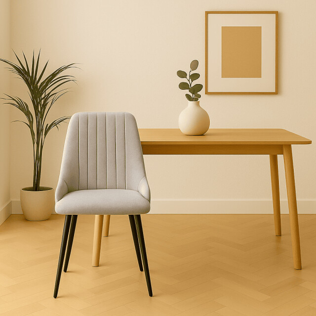 CaliCosy Set van 2 draaibare stoelen in stof met zwarte metalen poten l50 cm elma 3078769 large