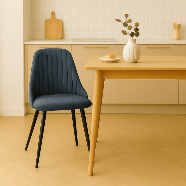 CaliCosy Set van 2 draaibare stoelen in stof met zwarte metalen poten l50 cm elma 3078768 large