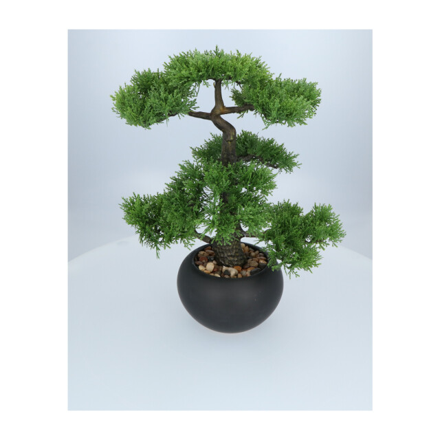 Kopu ® kunstplant bonsai ceder 48 cm met zwarte pot bonsai boompje 2612715 large
