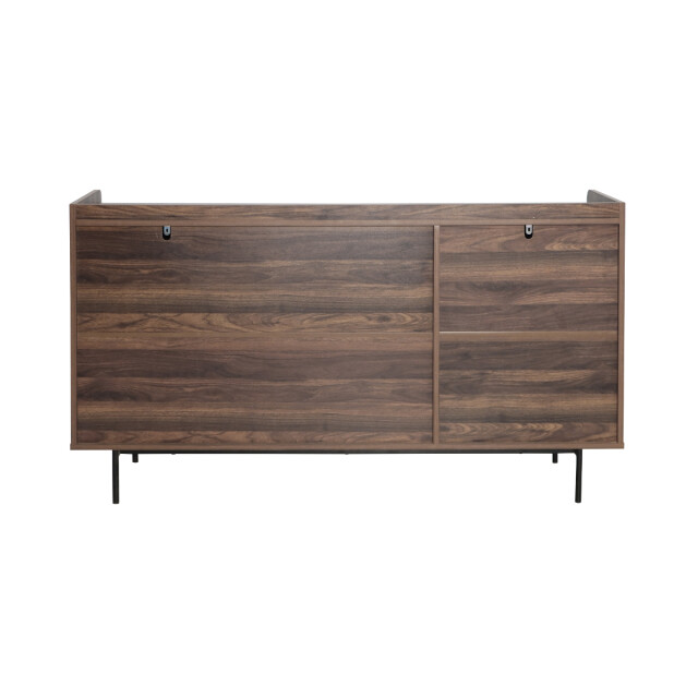 CaliCosy Dressoir met 3 deuren in notenhoutdecor en fronten van stof l140 cm jetson 3205796 large
