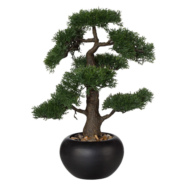 Kopu ® kunstplant bonsai ceder 48 cm met zwarte pot bonsai boompje 2612715 large