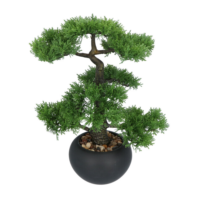 Kopu ® kunstplant bonsai ceder 48 cm met zwarte pot bonsai boompje 2612715 large