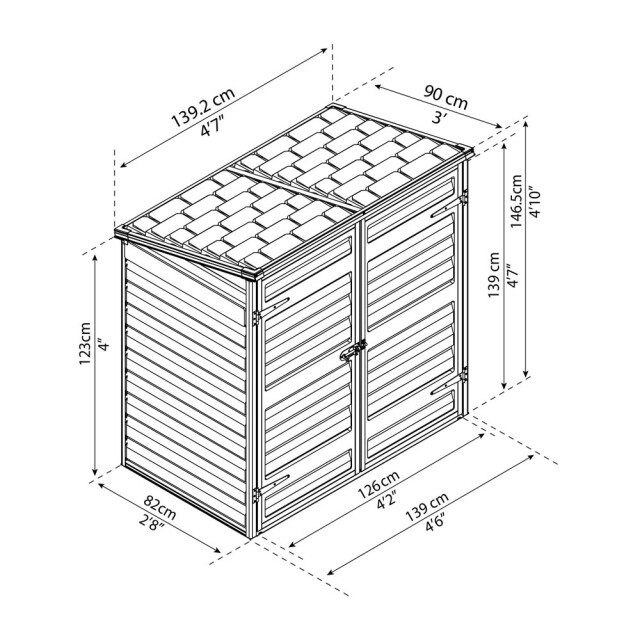 Palram Containerombouw voor 2 containers afvalbak kliko ombouw 3206102 large