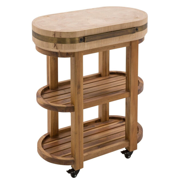 Signature Ovale slagersblok op wieltjes in massief acacia- en heveahout l76 cm rs 2981037 large