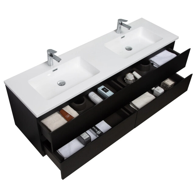 Badplaats Badkamermeubel set angela 160 cm zwart badmeubel met 3193348 large
