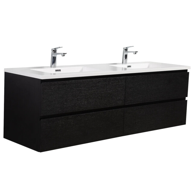 Badplaats Badkamermeubel set angela 160 cm zwart badmeubel met 3193348 large