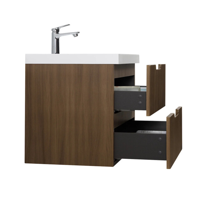 Badplaats Badkamermeubel set thermis 80cm bruin teak badmeubel met wastafel 3181045 large