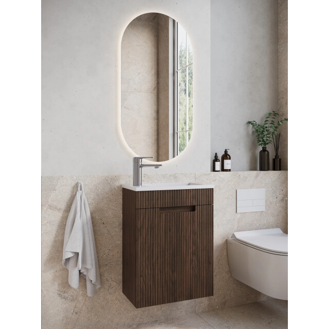 Badplaats Toiletmeubel thermis 40 x 22 cm walnoot bruin fonteinmeubel met 3181027 large