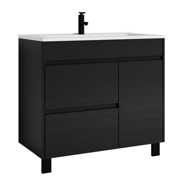 Badplaats Badkamermeubel set salzburg 80 cm zwart staand badmeubel 3181119 large