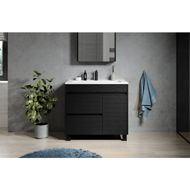 Badplaats Badkamermeubel set salzburg 80 cm zwart staand badmeubel 3181119 large