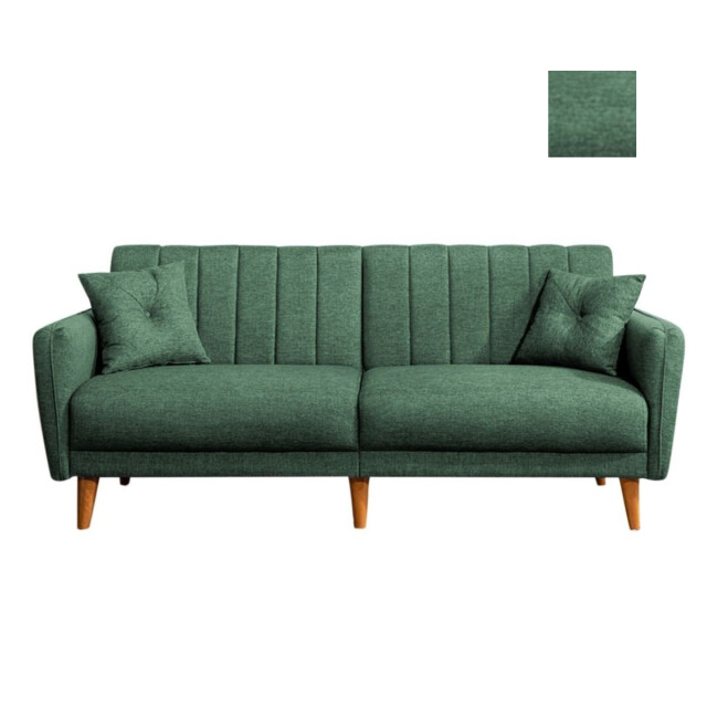 CaliCosy Slaapbank 3-zits van linnen met 2 kussens en houten poten l210 cm aqua 2978543 large