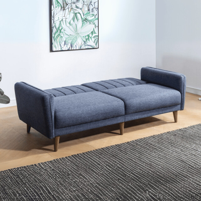 CaliCosy Slaapbank 3-zits van linnen met 2 kussens en houten poten l210 cm aqua 2978541 large