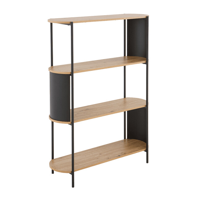 CaliCosy Wandrek met 4 niveaus in houtdecor met zwarte metalen zijkanten h133,5 cm 3196186 large