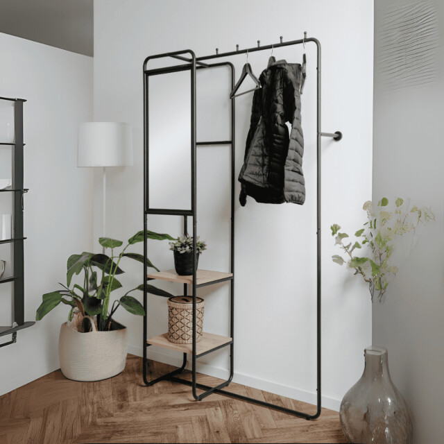 CaliCosy Kapstok van gelakt metaal met 6 haken, 2 planken en 1 spiegel h185 cm luton 3016573 large