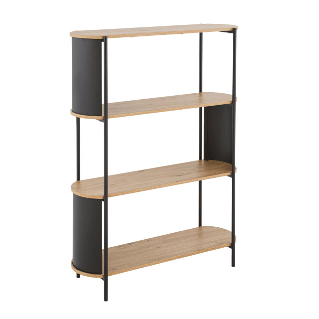 CaliCosy Wandrek met 4 niveaus in houtdecor met zwarte metalen zijkanten h133,5 cm 3196186 large