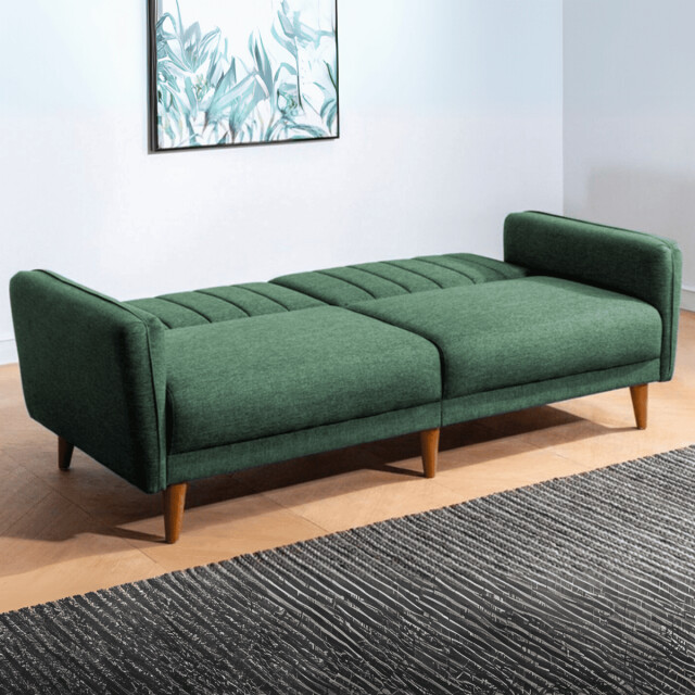 CaliCosy Slaapbank 3-zits van linnen met 2 kussens en houten poten l210 cm aqua 2978543 large