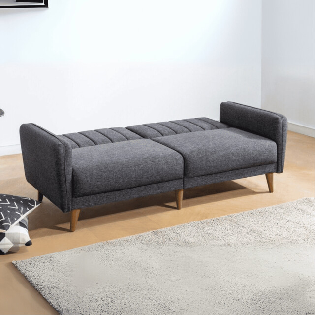 CaliCosy Slaapbank 3-zits van linnen met 2 kussens en houten poten l210 cm aqua 2978542 large