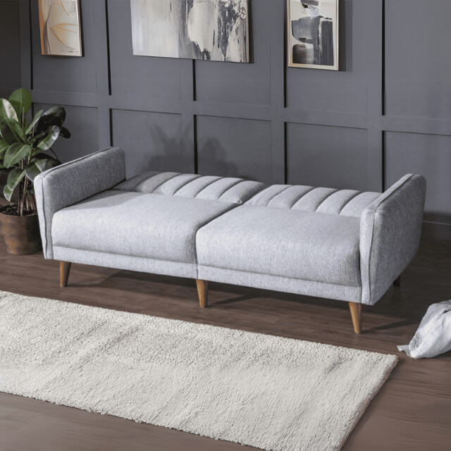 CaliCosy Slaapbank 3-zits van linnen met 2 kussens en houten poten l210 cm aqua 2978540 large