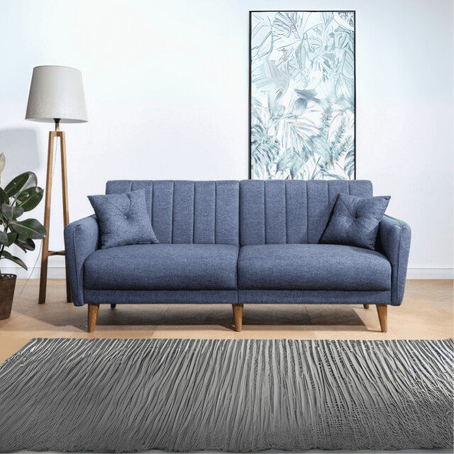 CaliCosy Slaapbank 3-zits van linnen met 2 kussens en houten poten l210 cm aqua 2978541 large
