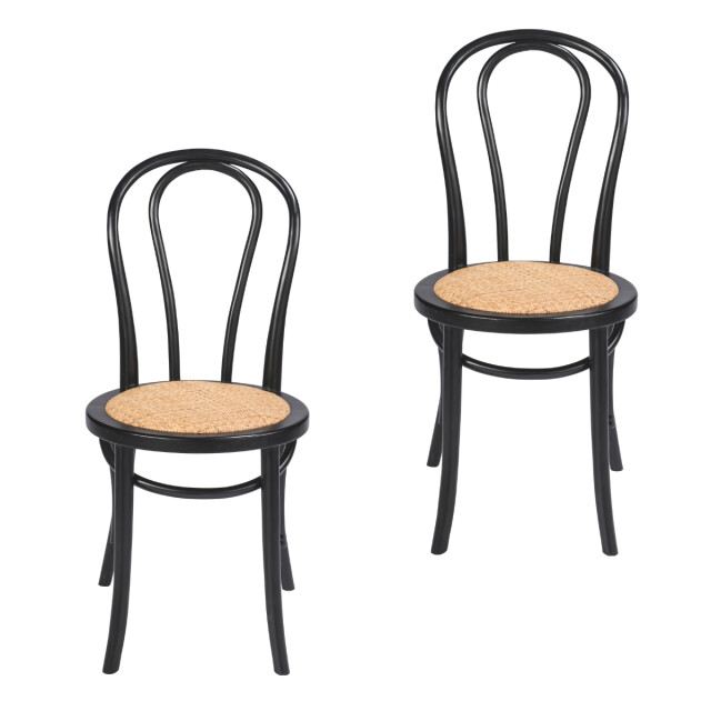 Signature Beukenhouten en zwarte rotan stoelen troquet set van 2 3038731 large