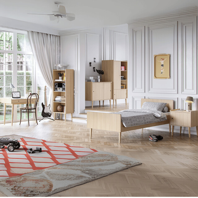 CaliCosy Dressoir 2 schuifdeuren eiken décor l100 cm retro 2931837 large