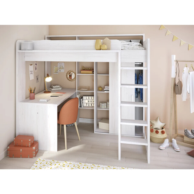 CaliCosy Hoogslaper wit met bureau en opbergruimte 90x200 cm higher 2930597 large