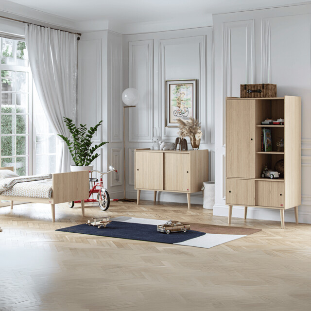 CaliCosy Dressoir 2 schuifdeuren eiken décor l100 cm retro 2931837 large