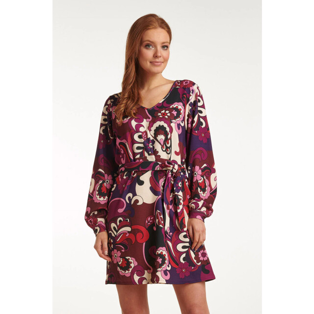 Smashed Lemon 23741-380-998 multi e bloemenprint v-hals jurk voor dames | 23741-380-998 large