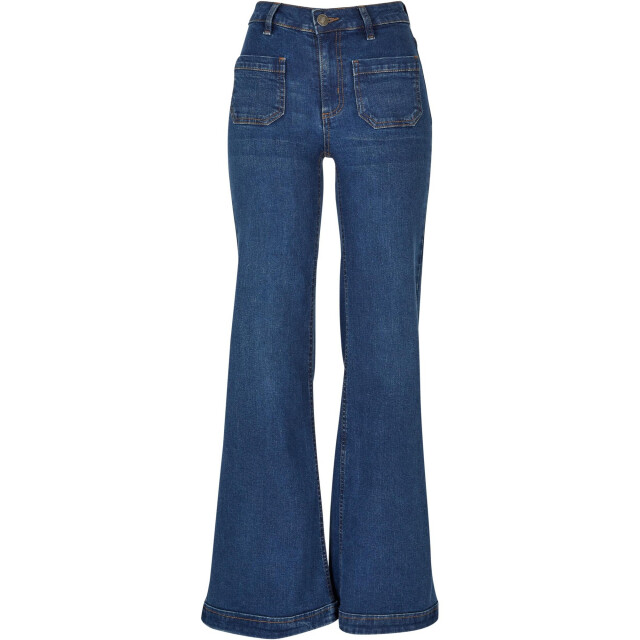 Urban Classics Dames denim vintage flared jeans UTTN550_deepbluewashed large