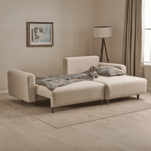 CaliCosy Hoekbank met slaapfunctie en rechtse chaise longue in stof l246 cm mane 3079647 large
