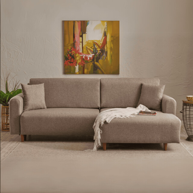CaliCosy Hoekbank met slaapfunctie en rechtse chaise longue in stof l246 cm mane 3079646 large