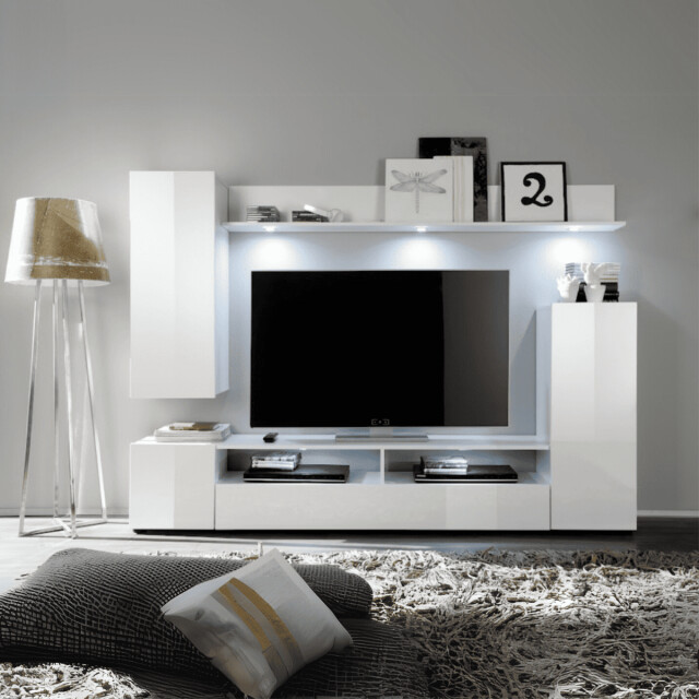 CaliCosy Complete tv-set met glanzend witte fronten l201 cm 3042531 large