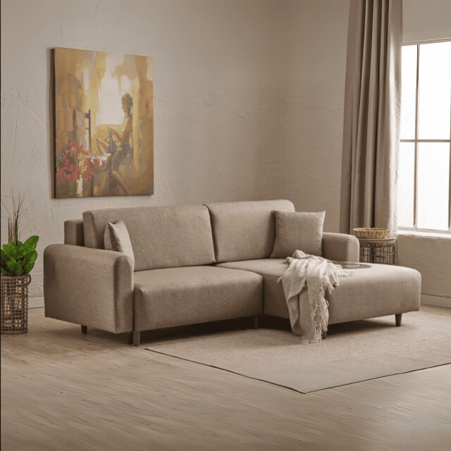 CaliCosy Hoekbank met slaapfunctie en rechtse chaise longue in stof l246 cm mane 3079646 large
