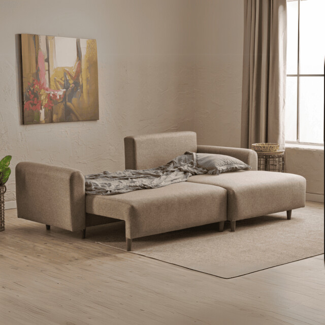 CaliCosy Hoekbank met slaapfunctie en rechtse chaise longue in stof l246 cm mane 3079646 large