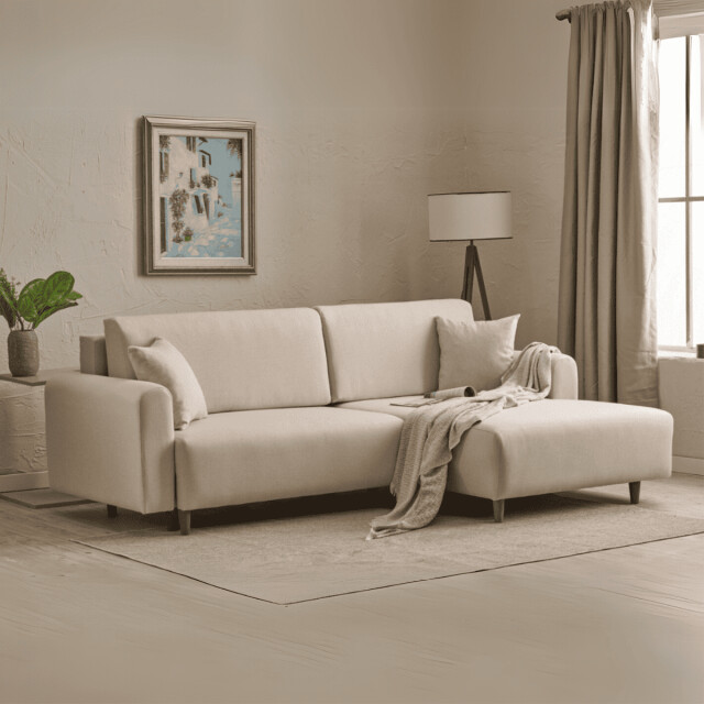 CaliCosy Hoekbank met slaapfunctie en rechtse chaise longue in stof l246 cm mane 3079647 large