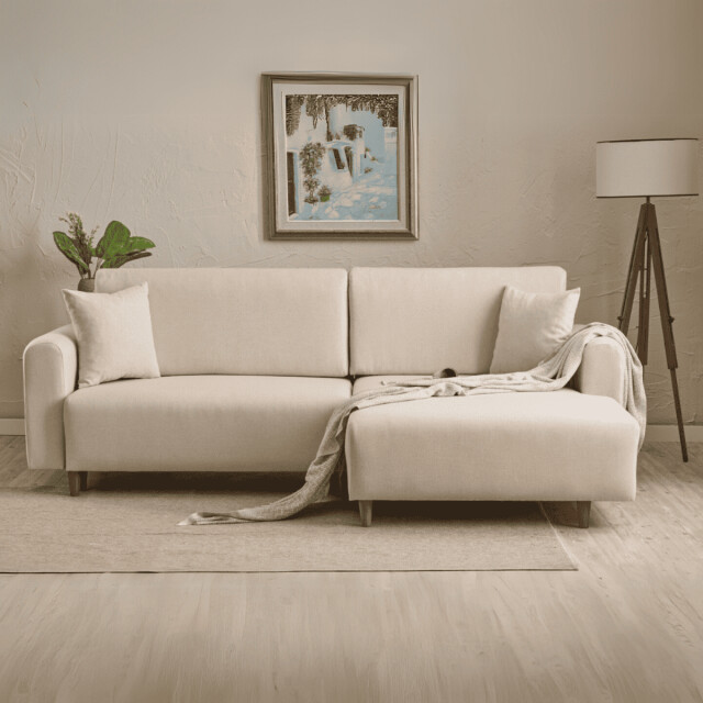 CaliCosy Hoekbank met slaapfunctie en rechtse chaise longue in stof l246 cm mane 3079647 large