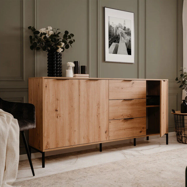 CaliCosy Buffet 3 deuren 3 laden eiken decor l180 x h88 cm 3207650 large