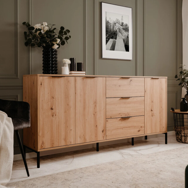 CaliCosy Buffet 3 deuren 3 laden eiken decor l180 x h88 cm 3207650 large