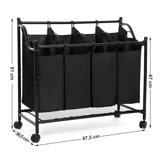CaliCosy Wasmand met 4 verwijderbare zwarte zakken op wielen l87,5 cm 2929484 large