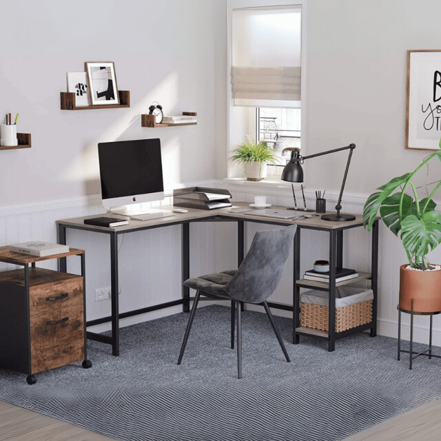 CaliCosy Hoekbureau met 2 niveaus industriële stijl 2930210 large