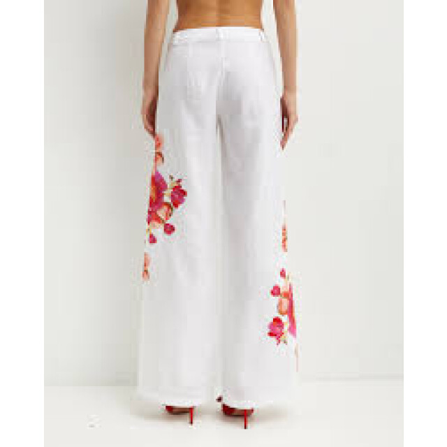 Raffaela D'Angelo Pantalone lino con applicazioni fiori color SS19-PN33 large