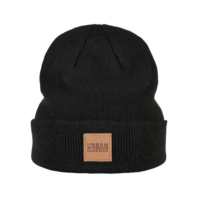 Urban Classics Childrens/kids patch leather patch logo beanie (set van 2) UTTN519_blackgrey large