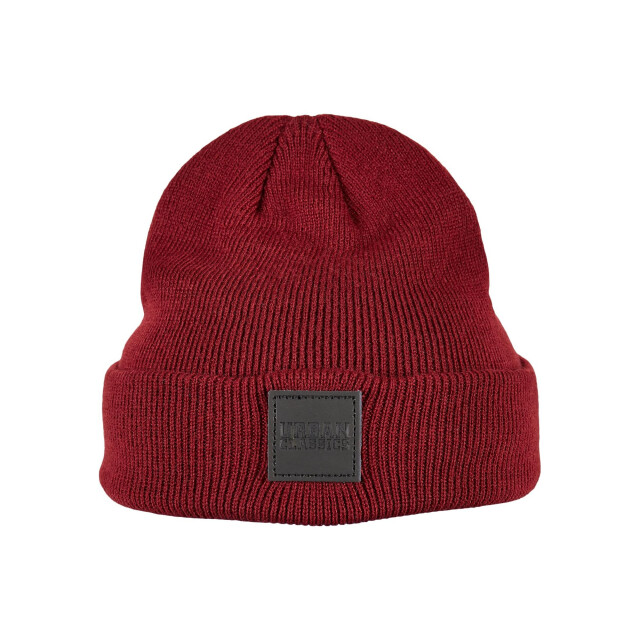 Urban Classics Childrens/kids patch leather patch logo beanie (set van 2) UTTN519_charcoalburgundy large