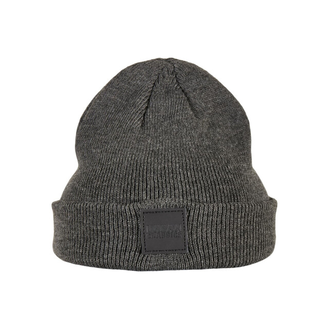 Urban Classics Childrens/kids patch leather patch logo beanie (set van 2) UTTN519_charcoalburgundy large