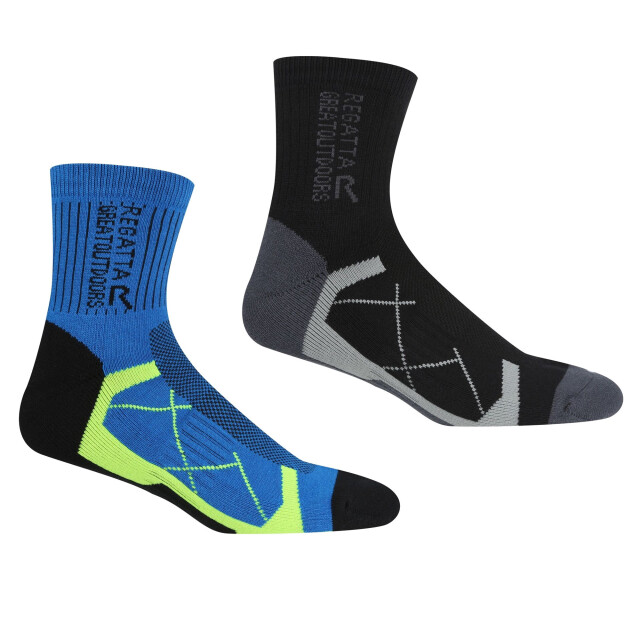 Regatta Heren actieve outdoor sokken (set van 2) UTRG10497_blackhawaiianblue large