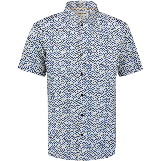 No Excess Shirt short sleeve slub allover pri indigo blue 27490395-136 large No Excess Shirt short sleeve slub allover pri indigo blue 27490395-136 large