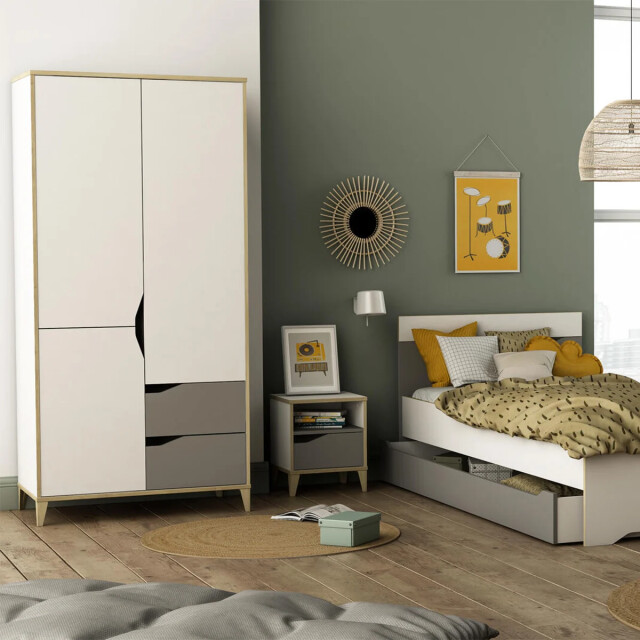 CaliCosy Kast 3 deuren 2 laden l88,9 cm wit en grijs genius 2932048 large