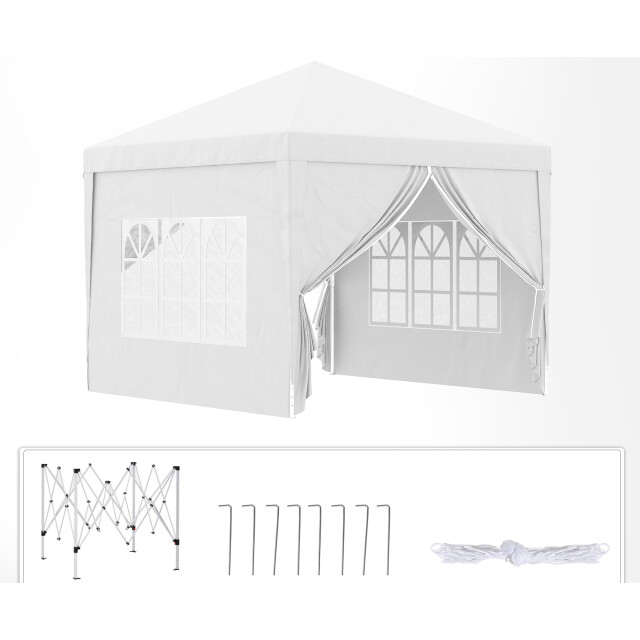 4goodz Outsunny partytent 3x3 m opvouwbaar met 4 zijwanden - 3208065 large