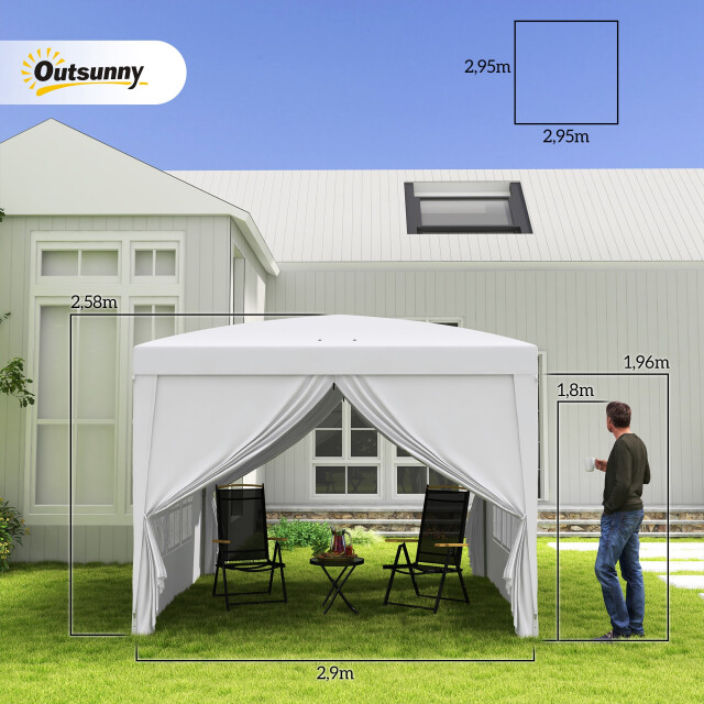 4goodz Outsunny partytent 3x3 m opvouwbaar met 4 zijwanden - 3208065 large